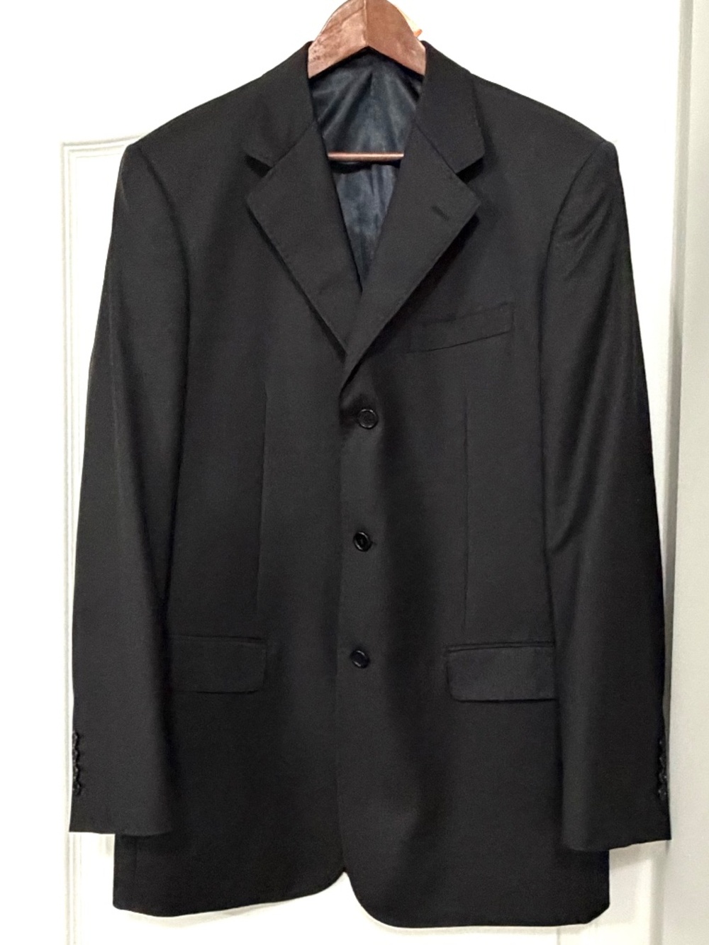 Vintage Pierre Cardin Cerruti Super 150s Wool Black Blazer Size US 38XL